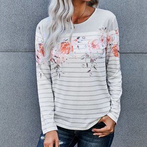 Floral Striped Print Top